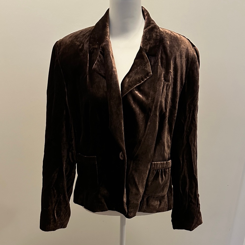 Worthington Dark Brown Velvet Women's Blazer